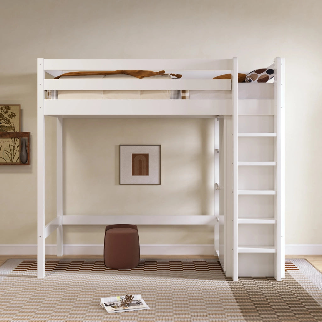 LETTO A CASTELLO CON ARMADIO E 6 RIPIANI 90x200 cm BIANCO