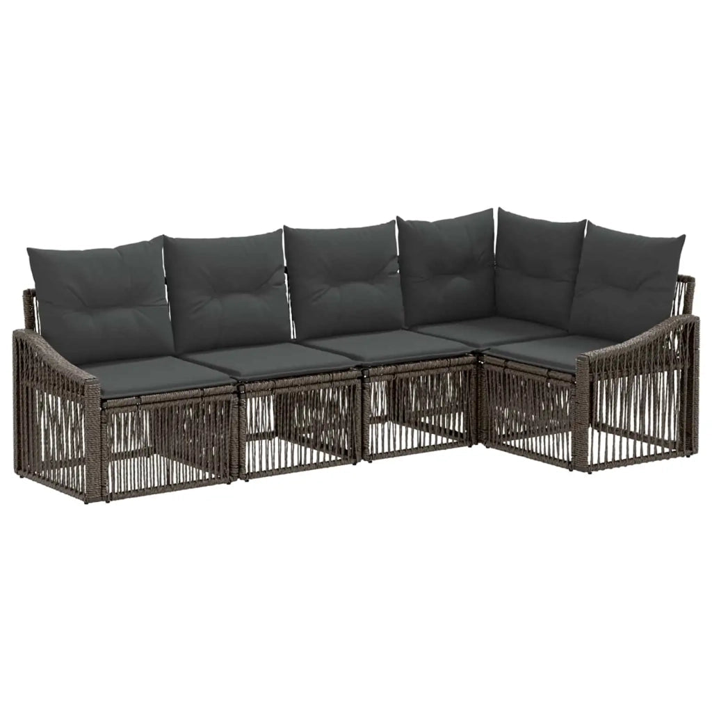 Set Divano da Giardino 5 pz Grigio polyrattan 3436004