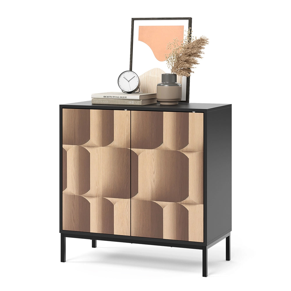 Vicco Credenza Nero/quercia 80 x 40 cm con 2 ante