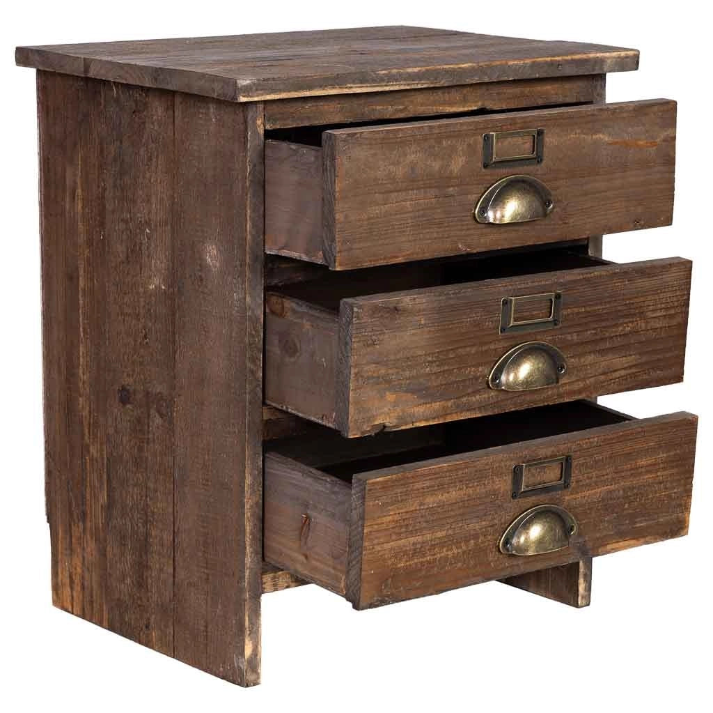 Comodino in legno 3 cassetti 40x31x46,5h cm