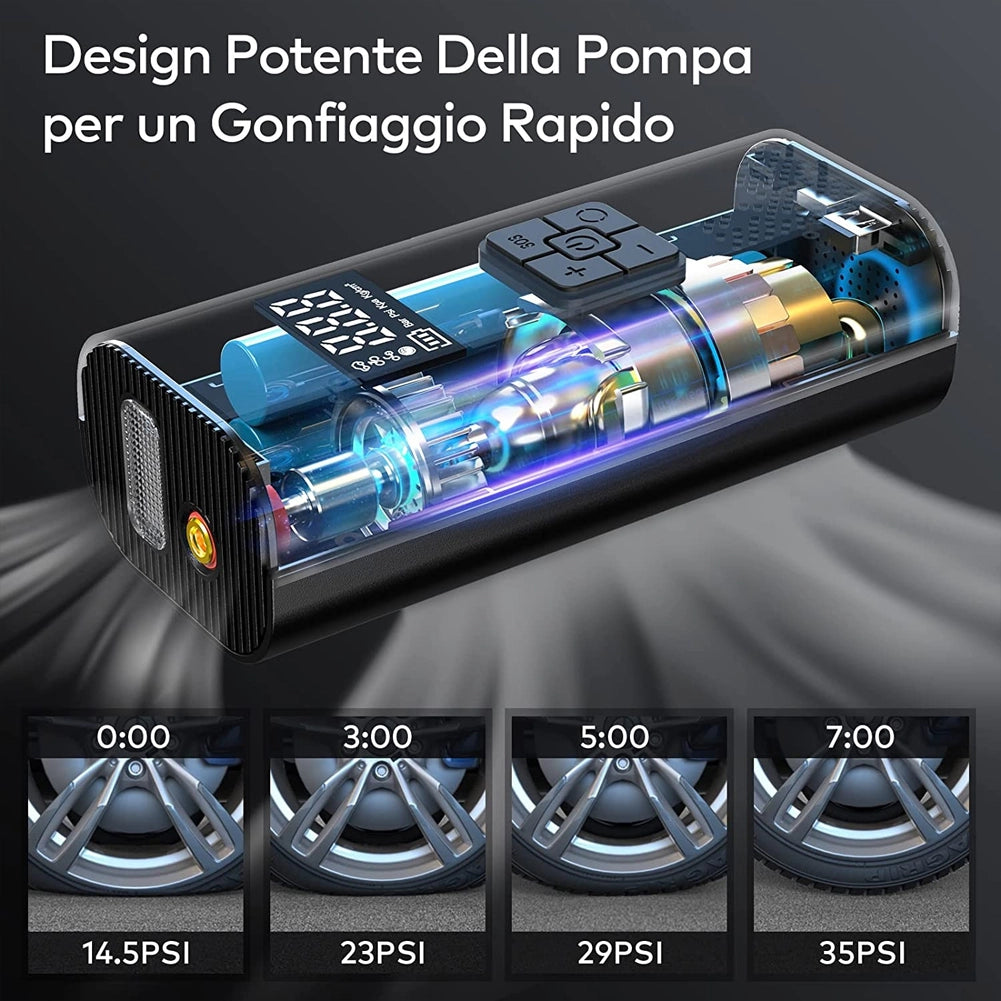 Mini Compressore Aria Portatile Wireless Auto Bici Gonfiatore Elettrico Batteria