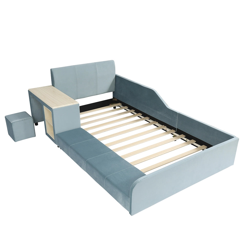 Letto bambini - Xylo - 90x200 cm scrivania blu