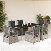 Set da Pranzo da Giardino 7 pz con Cuscini in Polyrattan Grigio 3262989