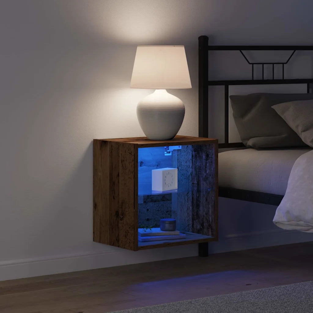 Mensola galleggiante con luce LED Marrone 40 x 28,5 x 40 cm 863090