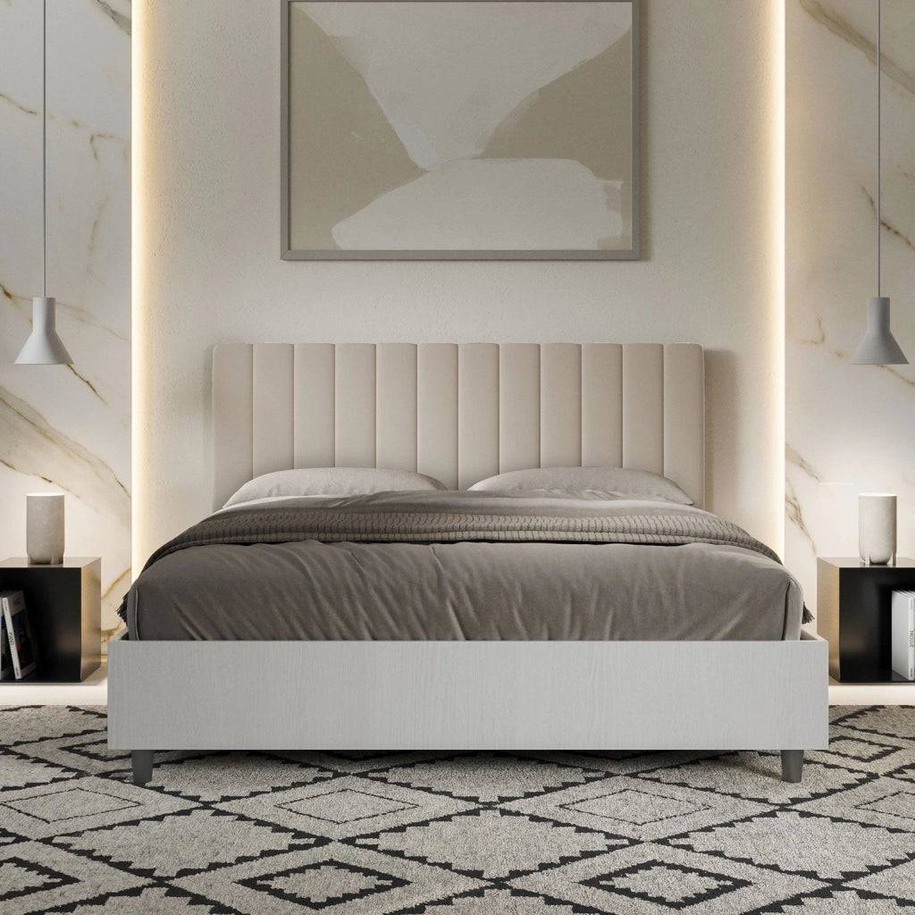 Letto Matrimoniale 160x200 cm con Rete Kaia Tortora