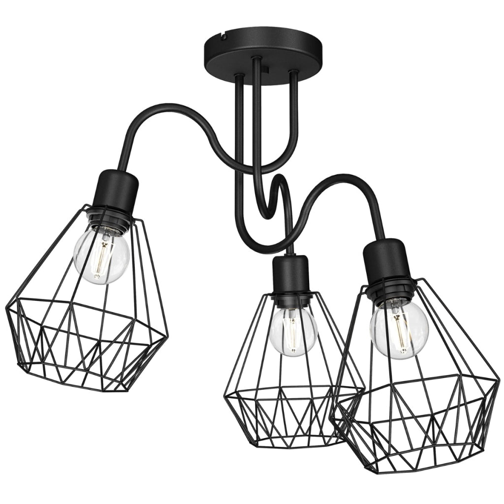 Lampada a sospensione nera 3 gabbie Bergen Luminex E27