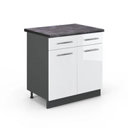 Mobiletto base per cucina Fame-Line Bianco lucido/Antracite 80 cm, PL Antracite Vicco