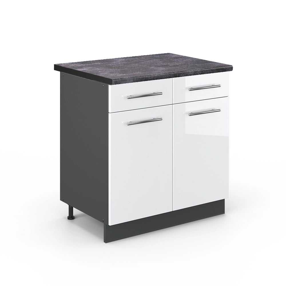 Mobiletto base per cucina Fame-Line Bianco lucido/Antracite 80 cm, PL Antracite Vicco