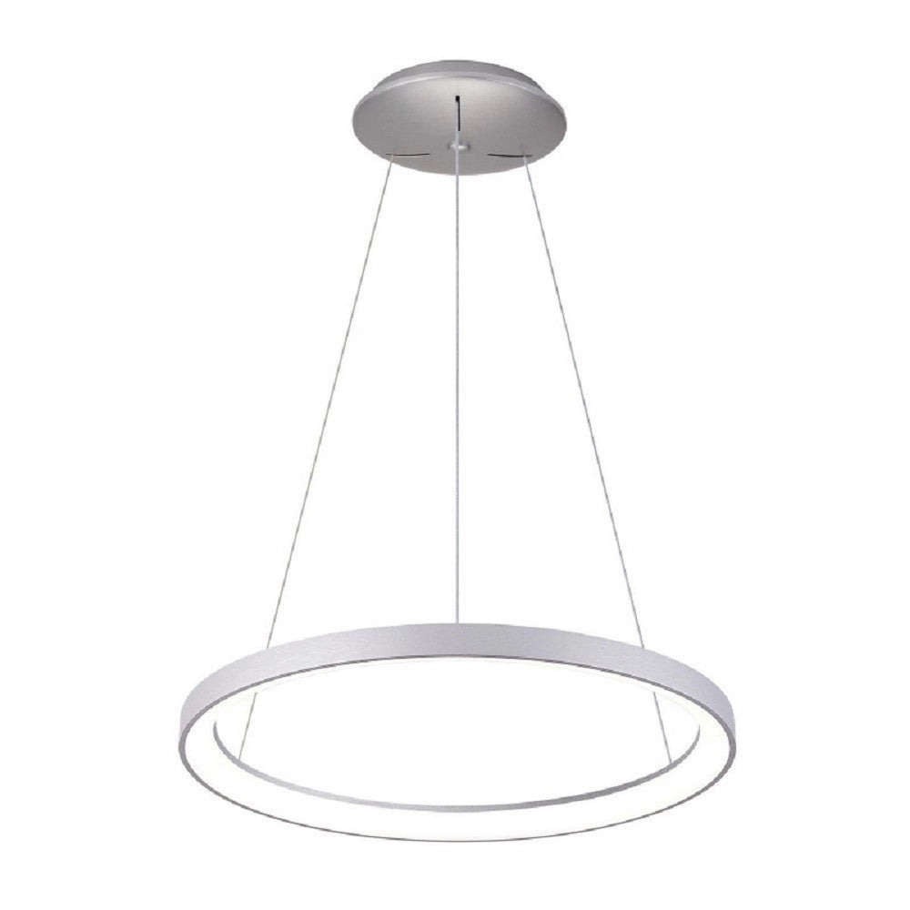 Trade Shop - Lampadario Pendente Led 42 W Cct Lampada Sospensione Circolare 58cm Luci Ufficio - Argento