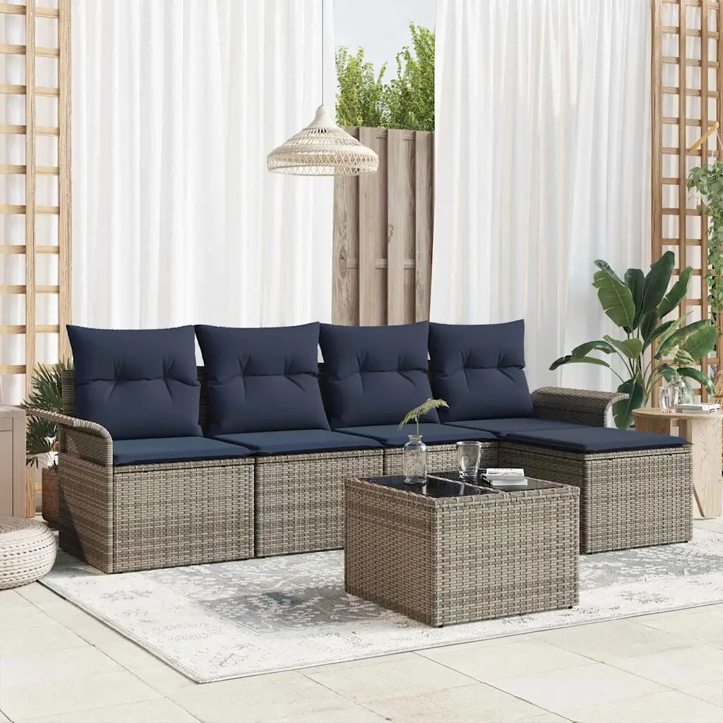 Set Divano da Giardino 6 pcs Grigio polyrattan 3354004