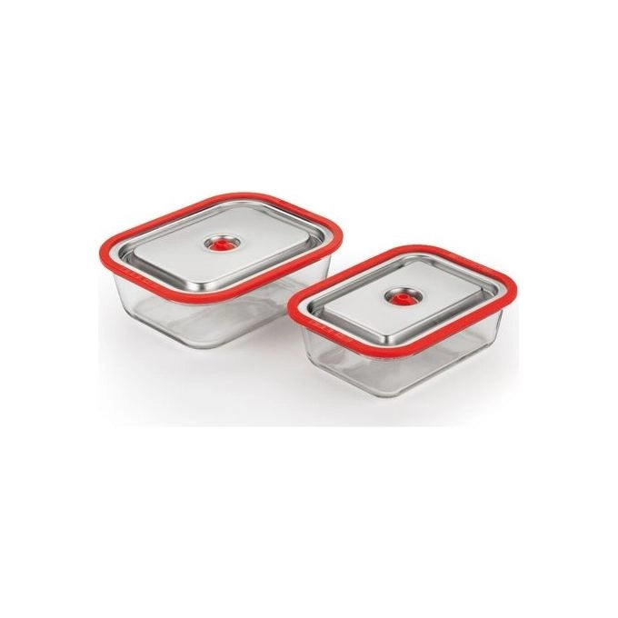Magic Vac ACO1137 Free Contenitore Sottovuoto Vetro Borosilicato 1.2 L 280°C colore Inox Rosso