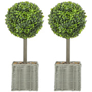 Set 2 piante artificiali UV-resistenti con vaso ¨C Xylo ¨C verde, plastica e cemento per interno/esterno