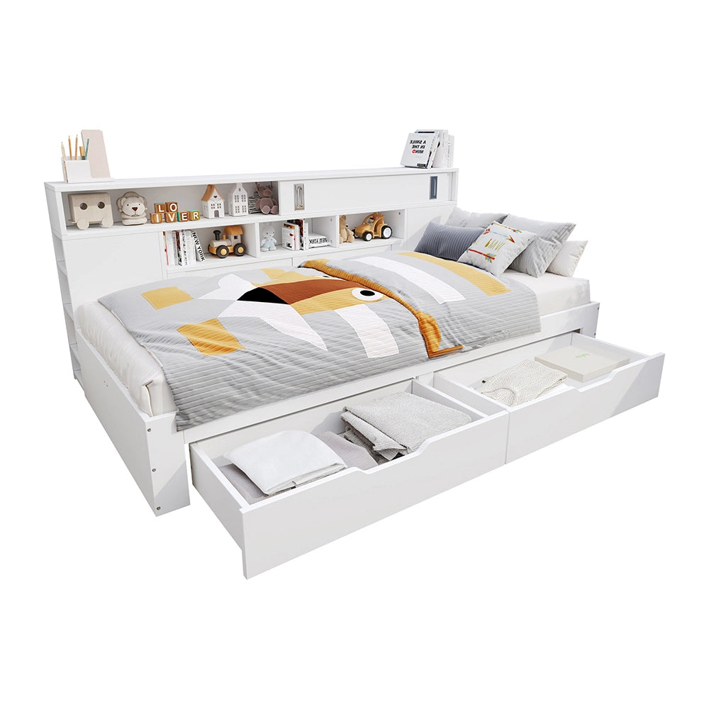 Letto bambini - Xylo - 90x200 cm contenitore bianco