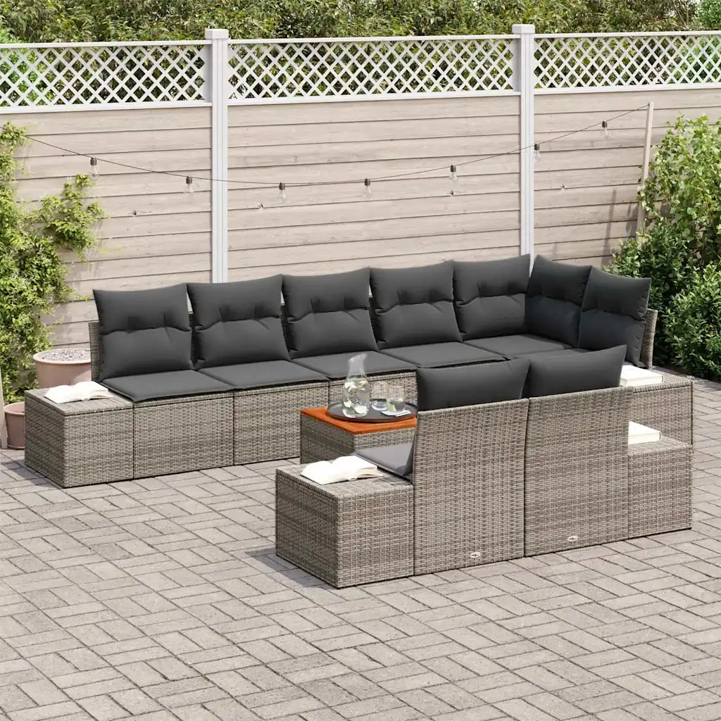 Set Divano da Giardino con archiviazione 9 pcs Grigio 3356641