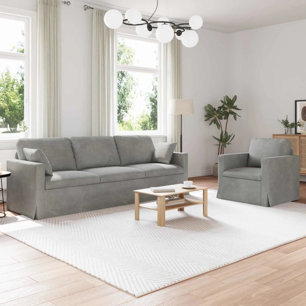 Set di divani 2 pcs Grigio chiaro 228 x 78 x 80 cm Velluto 3407625
