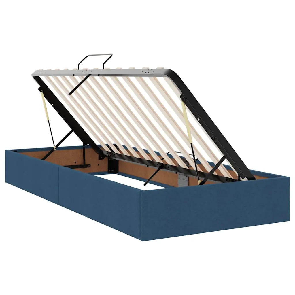 Letto con contenitore e LED con led Blu 90 x 190 cm Tessuto