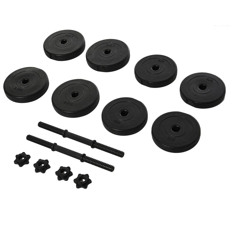 SET DI 2 MANUBRI CON 8 DISCHI PESI PER BODY BUILDING DA 20 KG