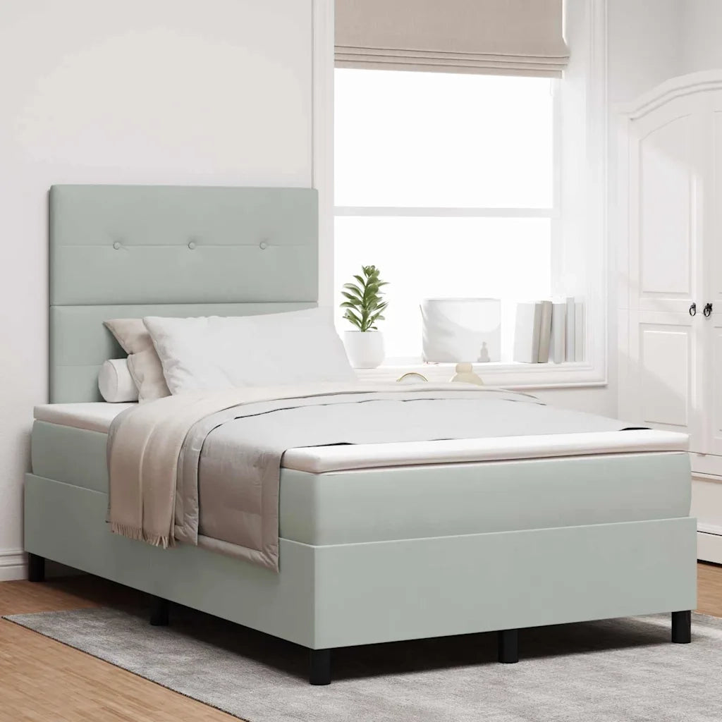 Letto a Sorgente LED Grigio chiaro 120 x 200 cm Tessuto
