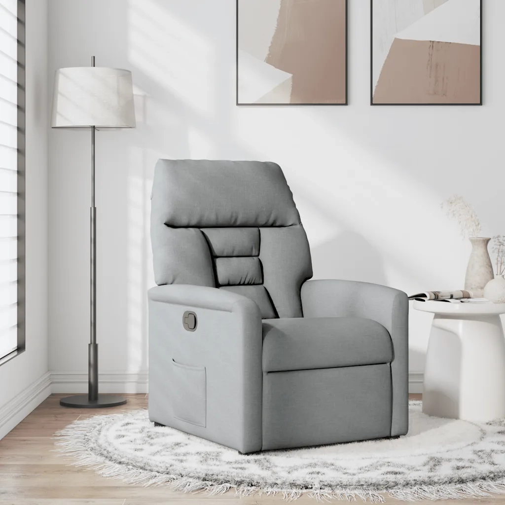 Poltrona | Sedia Relax Reclinabile in Tessuto Grigio Chiaro