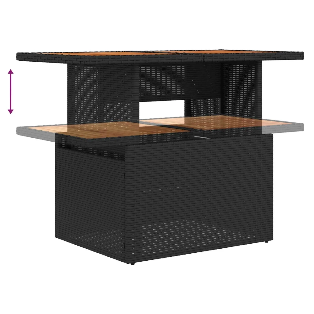 Set da Pranzo per Giardino con cuscino 7 pcs Nero e Marrone