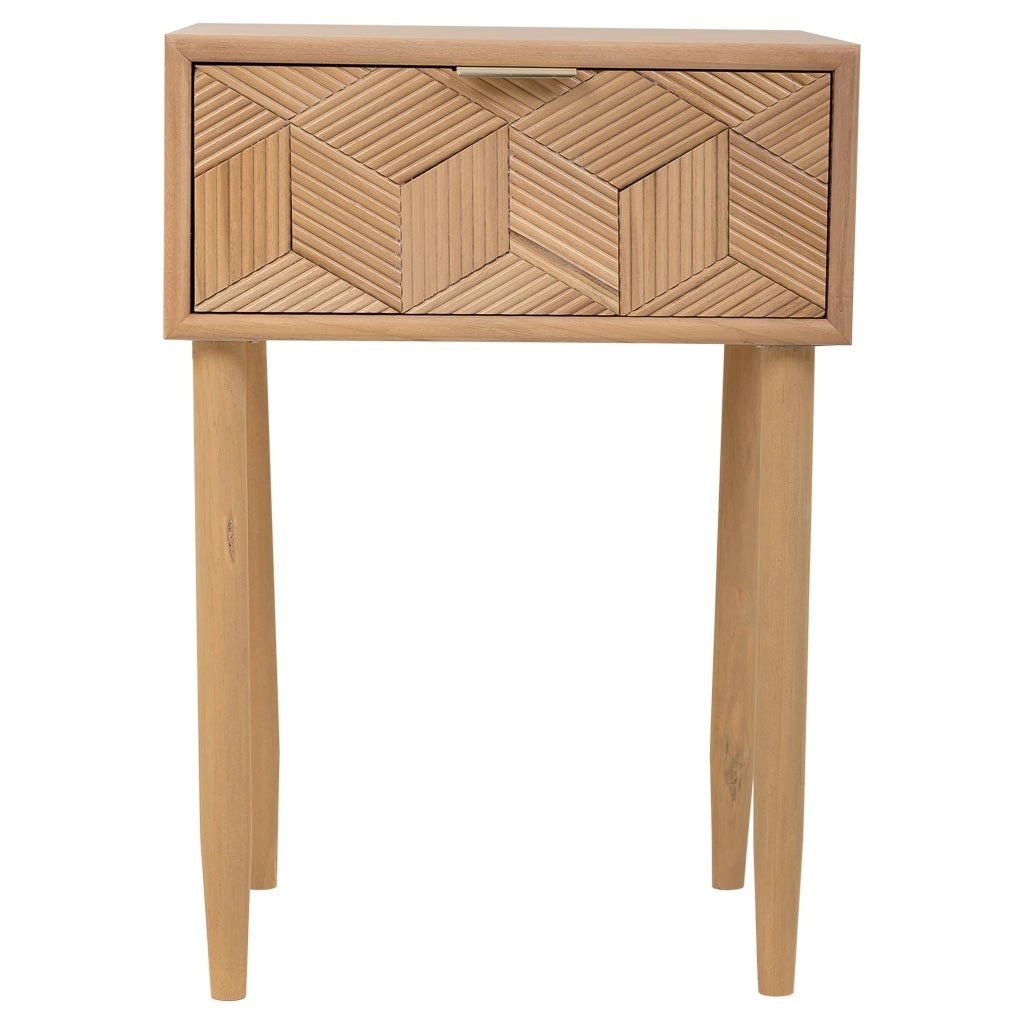 Comodino in legno con 1 cassetto marrone 41x33x60