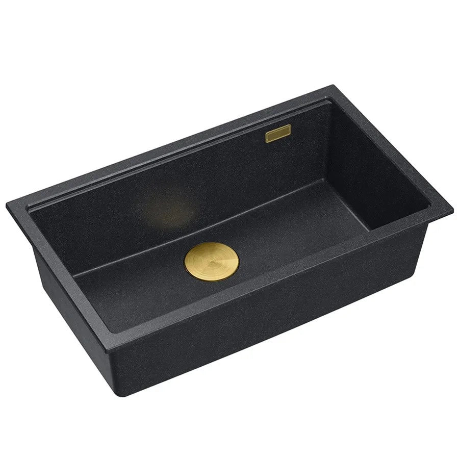 Lavello In Granito Logan 110 Black Metallic Tappo rame spazzolato