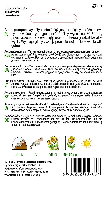 Astro con pompon - Callistephus chiń. fl.pl miscela 1g