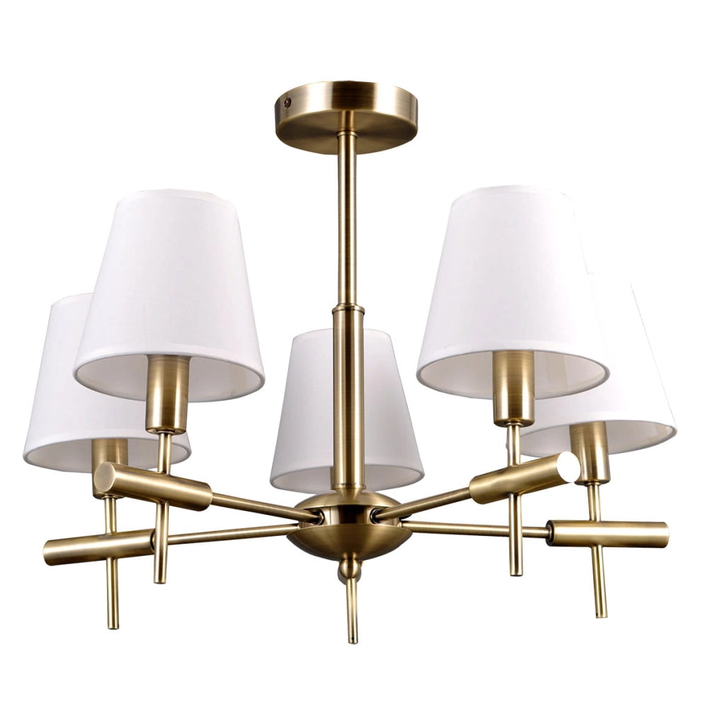 Lampadario Italux Balter 5 luci E14 bianco ottone classico