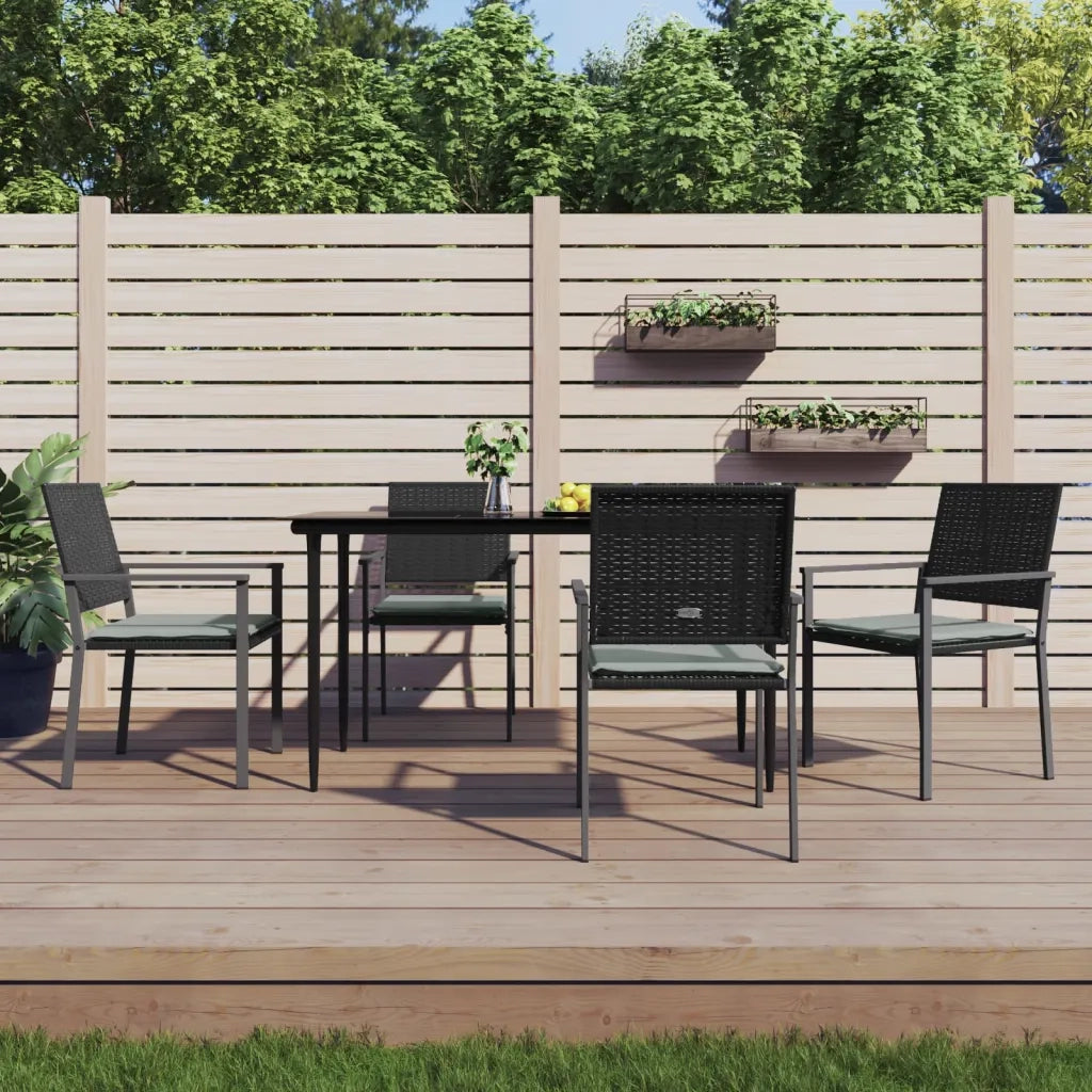 Set Pranzo da Giardino 5pz con Cuscini in Polyrattan e Acciaio 3187005