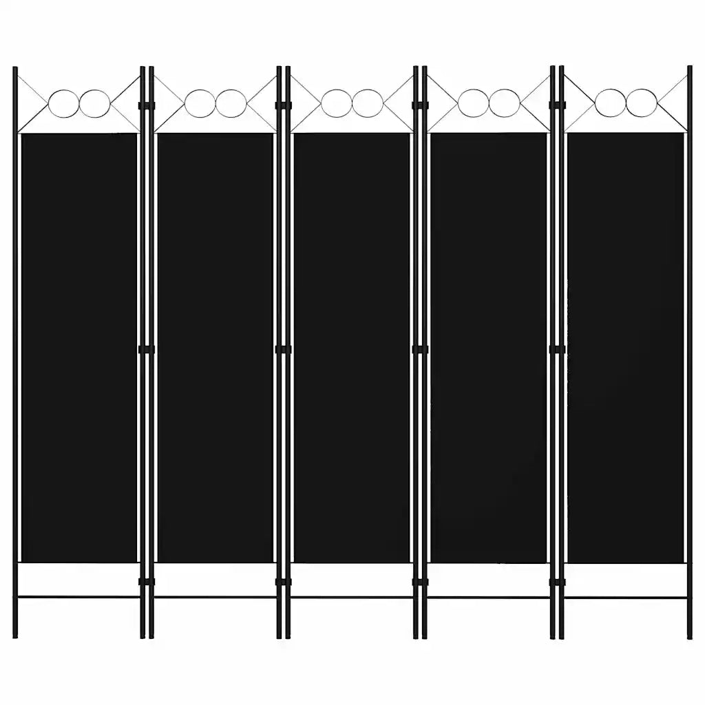 Paravento a 5 Pannelli Nero 200x180 cm 320710