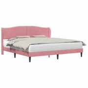 Letto matrimoniale | Letto per adulti | Struttura del letto con testiera Rosa 200 x 200 cm Velluto