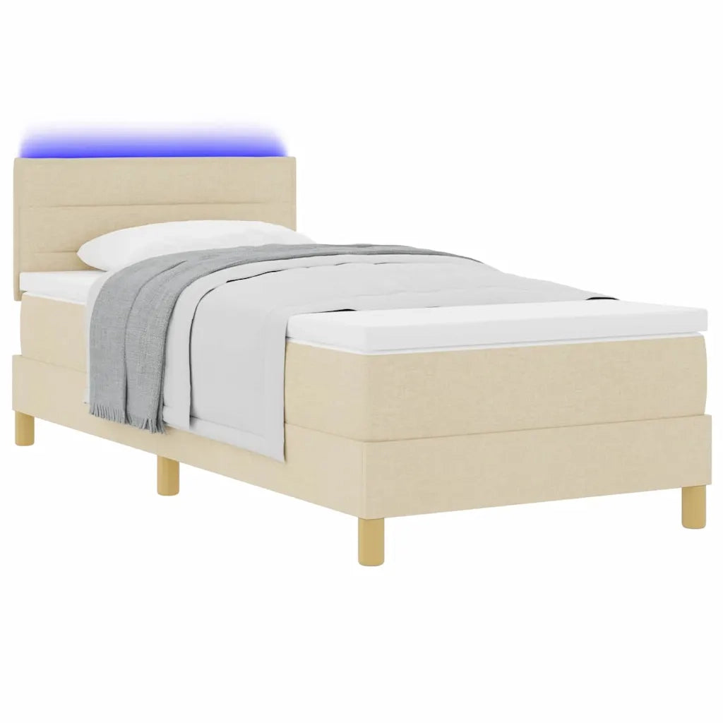 Letto a Sorgente LED con strisce LED Crema 100 x 200 cm Tessuto 3342343