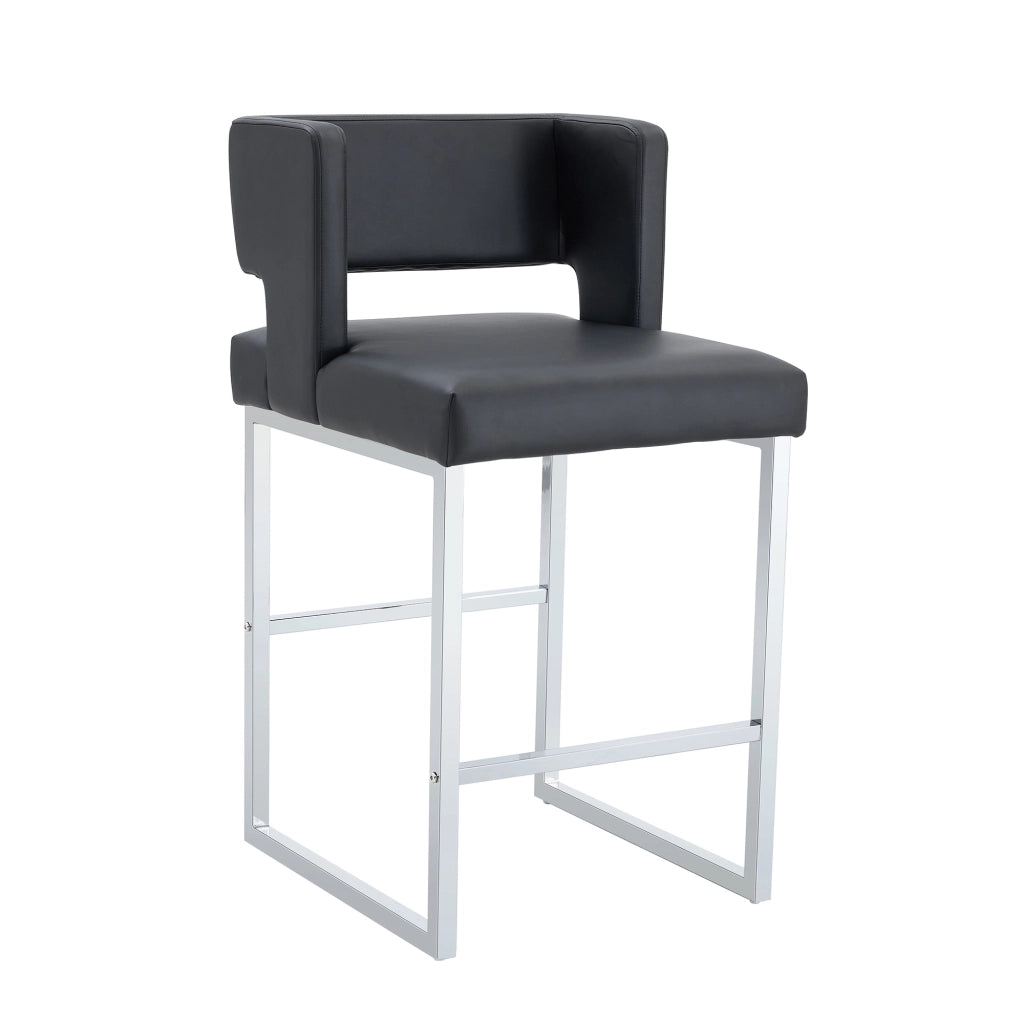 Sgabello da Bar Set 2 Pezzi ¨C MINIMAL ¨C Nero, Gambe in Metallo, Design Moderno