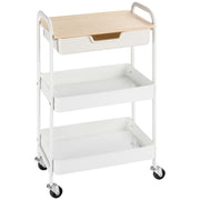 Carrello Multiuso con Cassetto e Cestini ¨C Minimal ¨C 44x31x76 cm Bianco