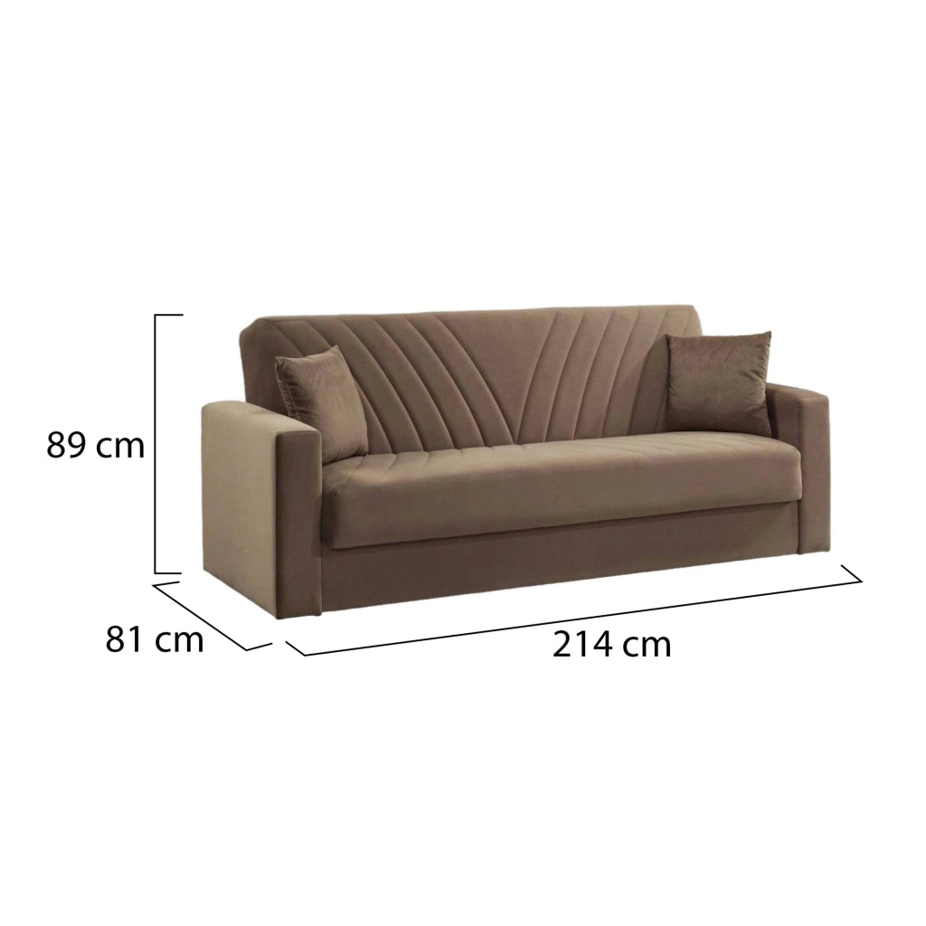 Adda, Divano Letto 3 Posti Contenitore, 81x214 cm Nero