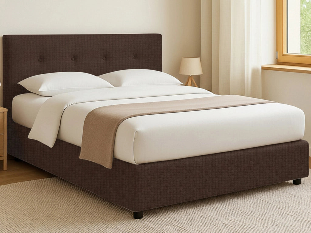 Luton, Letto Piazza e Mezza Sfoderabile Made in Italy, Marrone