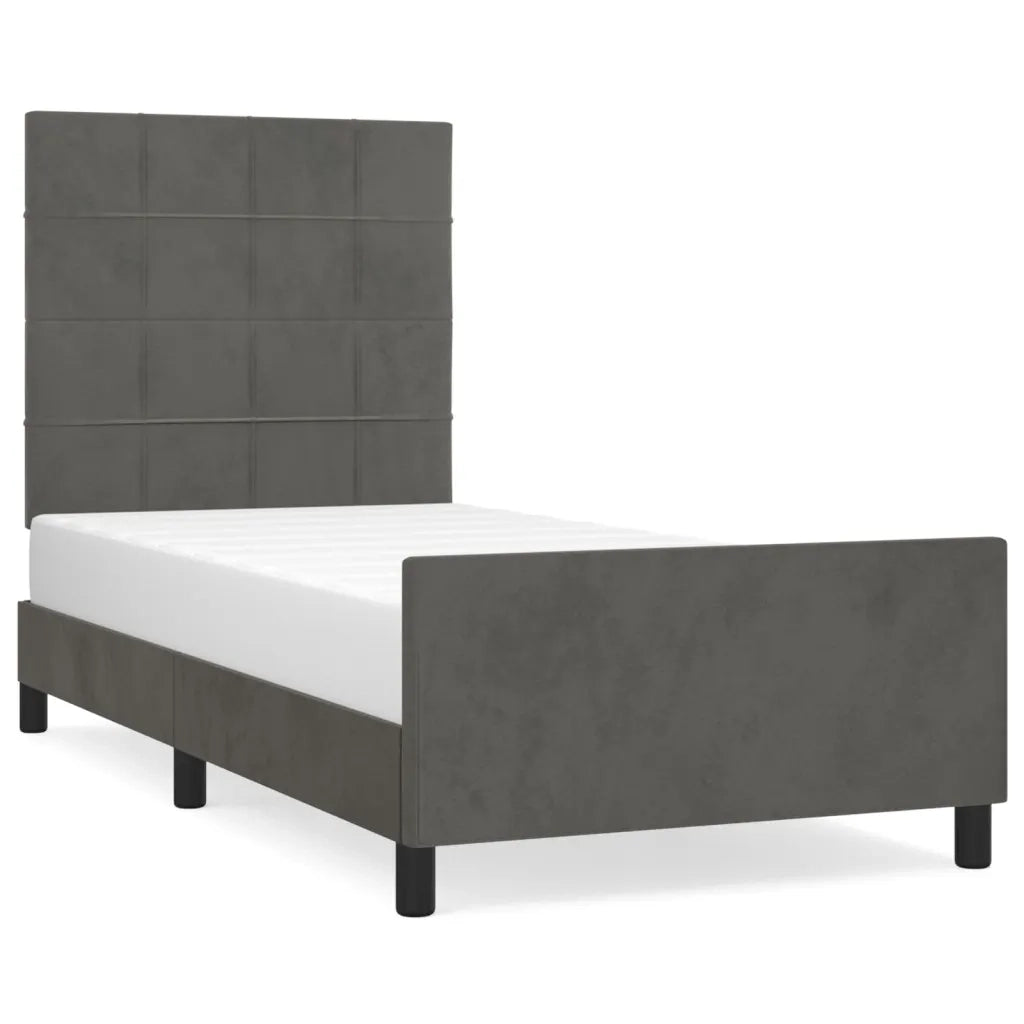 Giroletto senza Materasso Grigio Scuro 80x200 cm Velluto