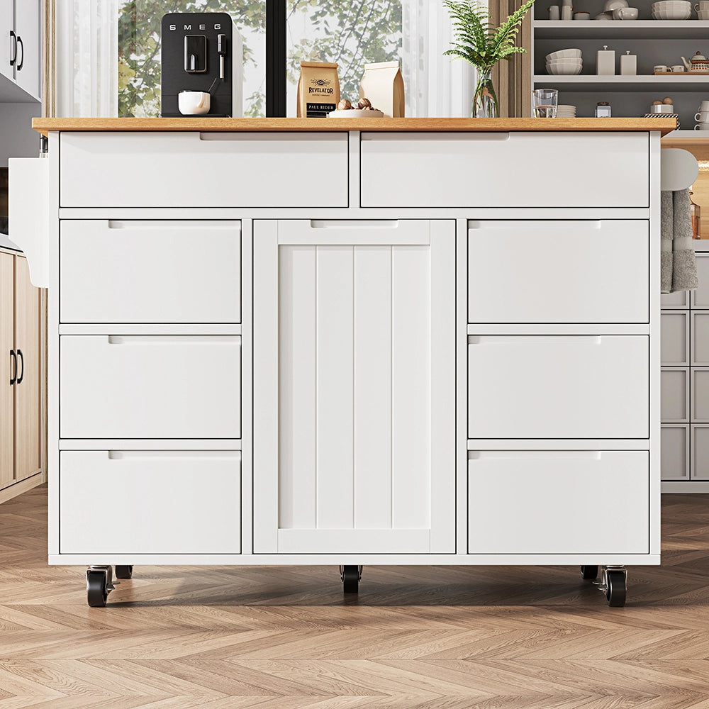 Isola cucina - Xylo - estensibile rotelle 8 cassetti bianco