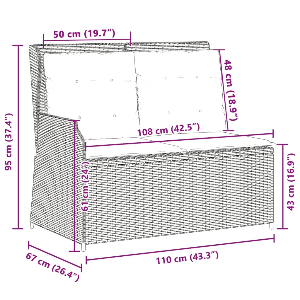 Panchina da giardino Beige polyrattan 3394452