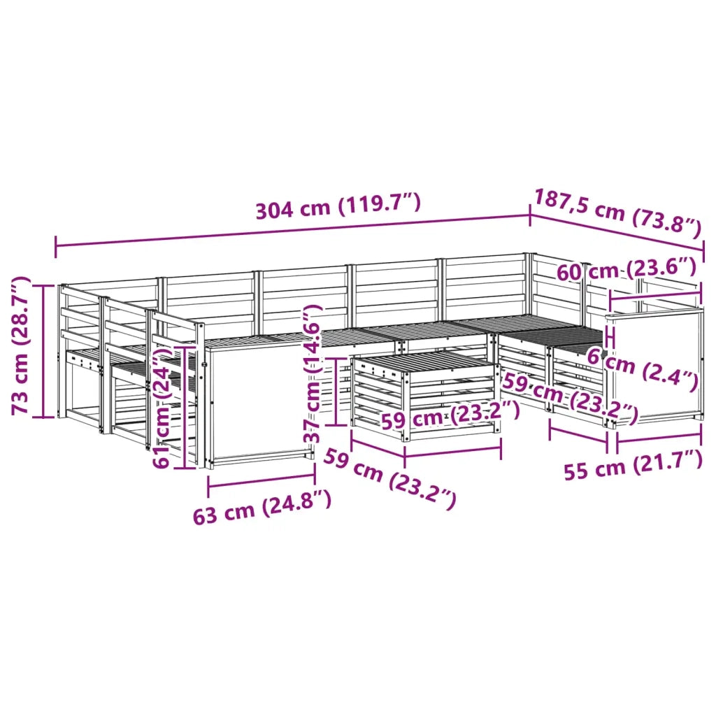 Set divani Legno di Acacia Massello 3384860