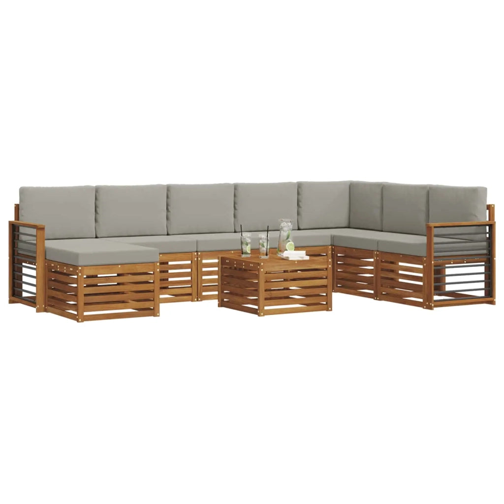 Set divano sezionale con cuscino 9 pcs Grigio Naturale e Chiaro 3375341