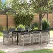 Set da Pranzo per Giardino 9 pcs Grigio chiaro polyrattan 3380640
