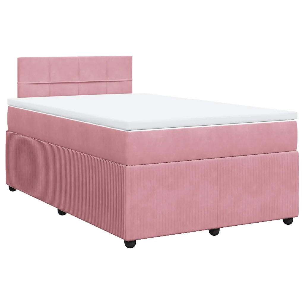 Giroletto a Molle con Materasso Rosa 120x190 cm in Velluto