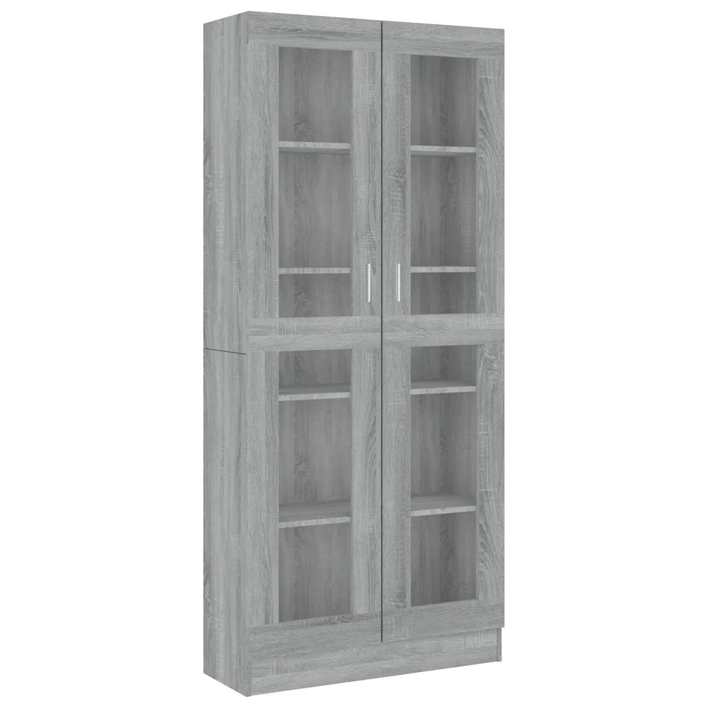 Mobile Vetrina Grigio Sonoma 82,5x30,5x185 Legno Multistrato