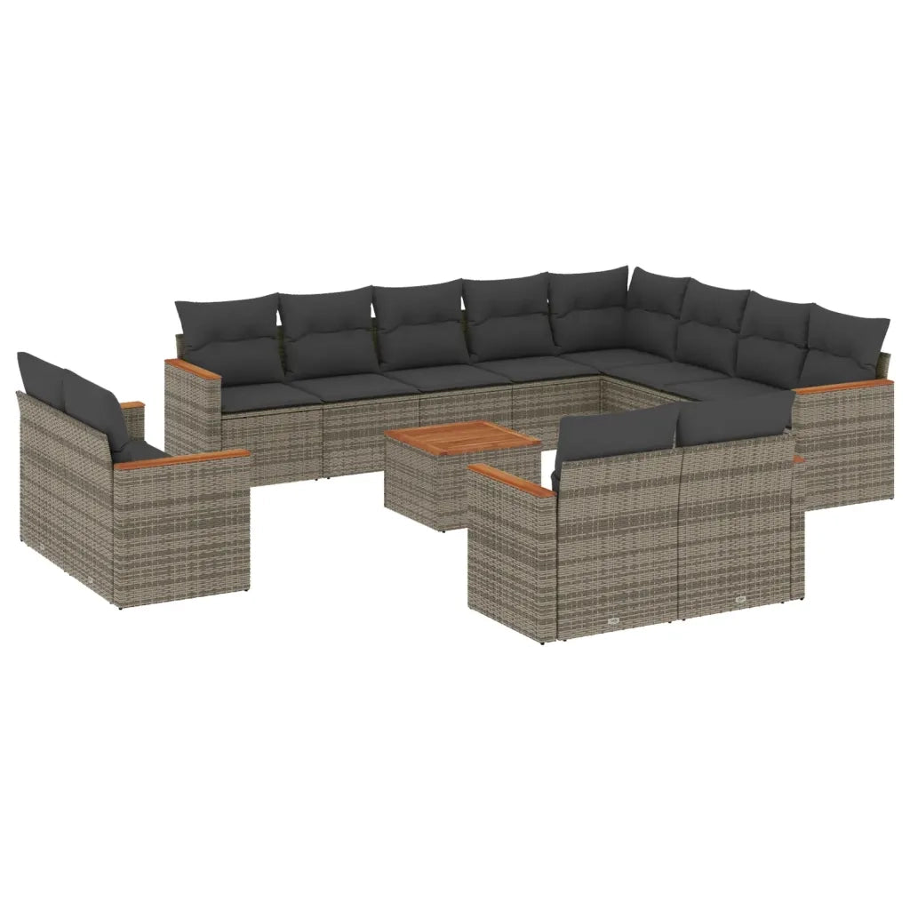 Set Divani da Giardino 13 pz con Cuscini Grigio in Polyrattan 3258924