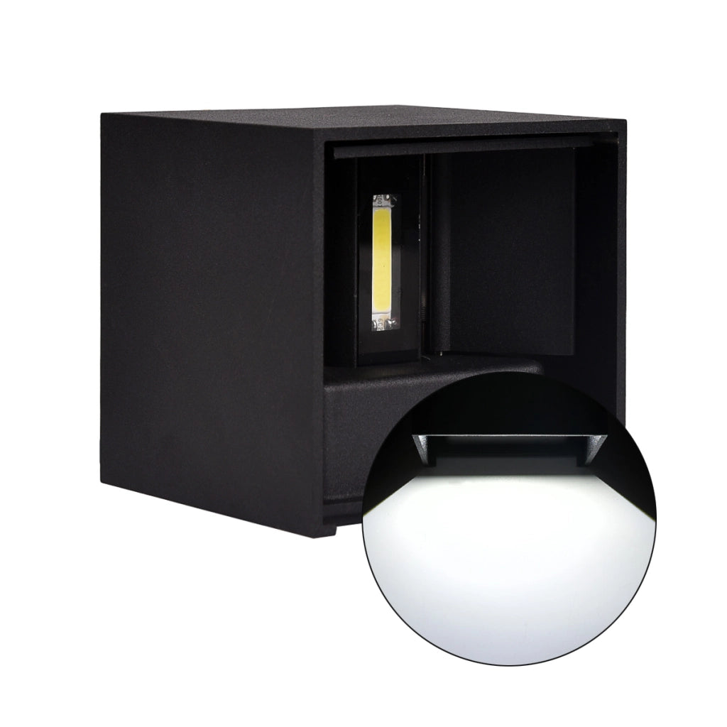 APPLIQUE LED CUBO NERO 10W LUCE FREDDA 6500K° CON DOPPIA EMISSIONE - DESIGN MODERNO IP65 PER ESTERNI