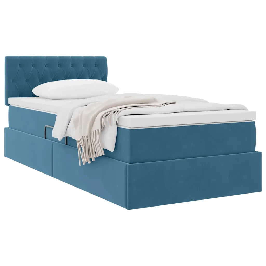 Letto con Contenitore Blu Scuro 90 x 200 cm Velluto