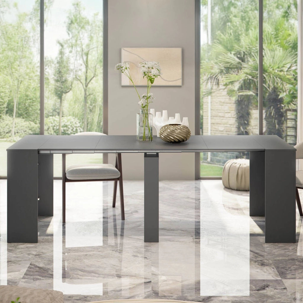 Abicitren, Consolle Allungabile 10 Posti, 90x51x78h cm Nero Antracite
