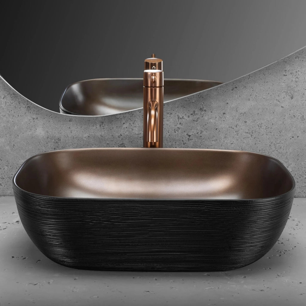 Lavabo Da Appoggio Rea Belinda Copper Brush / Black