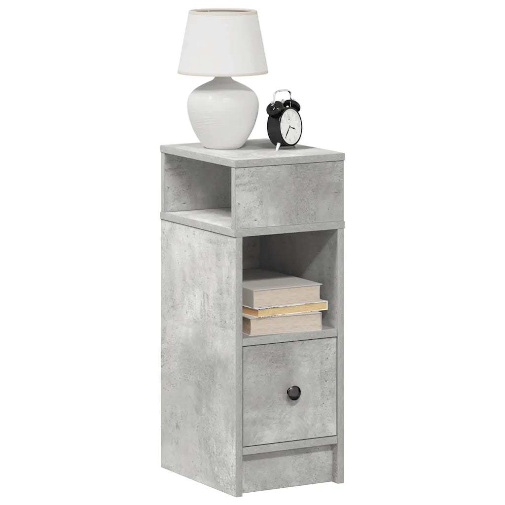 Comodino con cassetto-Tavolino da notte Grigio Cemento 25x31x66 cm